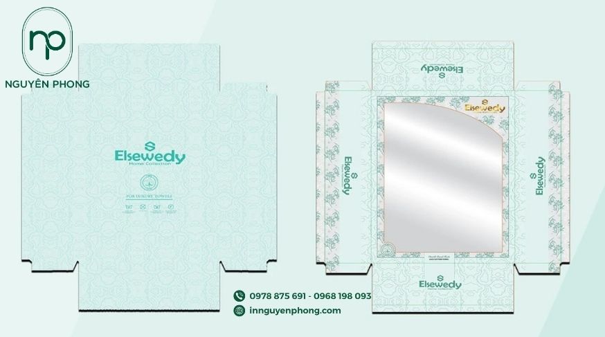 Mẫu hộp giấy đựng khăn tắm thương hiệu 